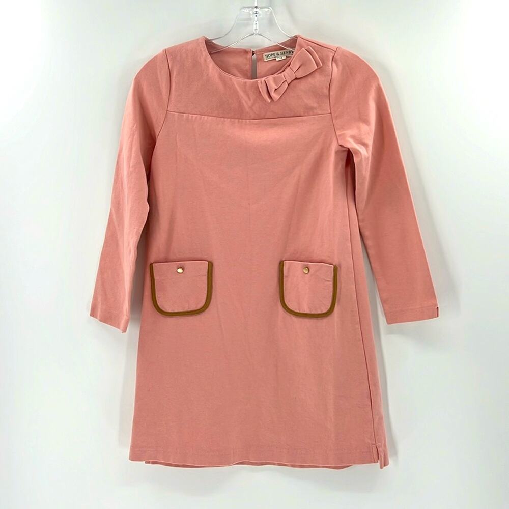 Hope and Henry Quilted Ponte Riding Dress with bow detailing - Pink/Brown - 12